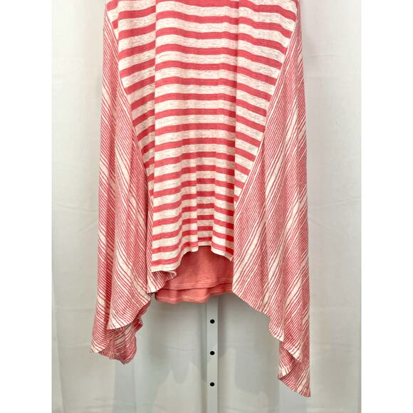 SUNDANCE M Striped Linen Knit Sleeveless Midi Dress Lined Asymmetric Hem Pink - Picture 5 of 10